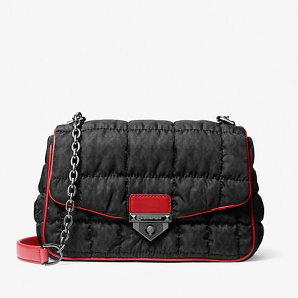 NWT Original $400 Michael Kors SoHo Nylon Quilted Signature Logo Shoulder Bag - Picture 1 of 13